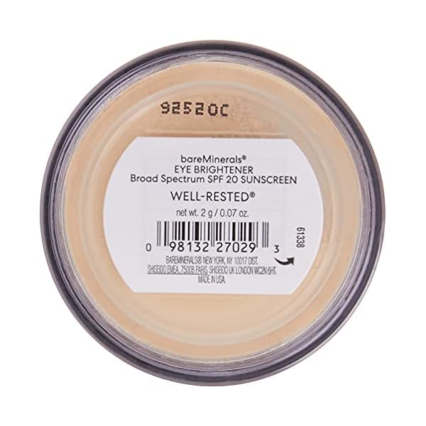 bareMinerals Well Rested Under Eye Brightener SPF 20, Loose Powder for Under Eye Brightening and Dark Circles, Mineral SPF 20, Vegan