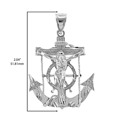 Claddagh Gold .925 Sterling Silver Mariner Crucifix Anchor Cross Pendant Charm3