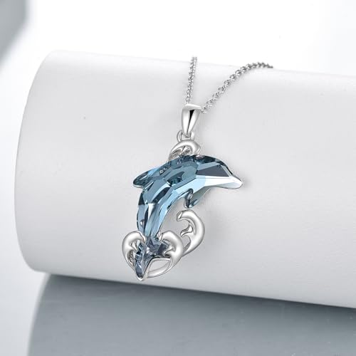 Doliphin Necklace for Women Sterling Silver Crystal Necklace Pendant Beach Jewelry Gift for Women3