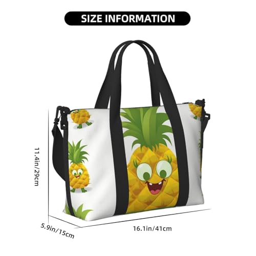 Travel Duffel Bag for Women, Large Shoulder Weekender Overnight Bag, Sport Gym Bag for Men, Carry On Tote Bags, Pineapple Luggage Bag for Travel Essentials3