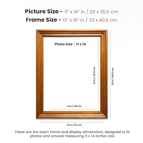 Image of Handmade Wooden Rectangular Photo Frame, 11 x 14 inch Display for Artworks, Pictures and Photos of Your Loved Ones, Best for Home, Office, Wall Decor, Living Room, Bedroom, Honey Maple