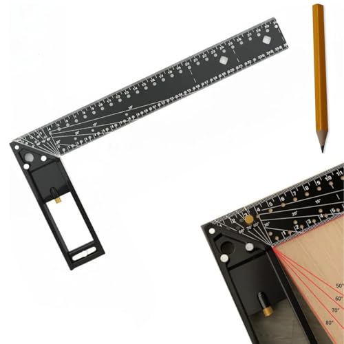 Tooltekt Square, 2024 New Woodworking Square Ruler, Multifunctional Right Angle Ruler, Multi-Angle Measuring Ruler Professional Measuring Tool, L Square for Precise Measuring, Drawing (11.8 inch)