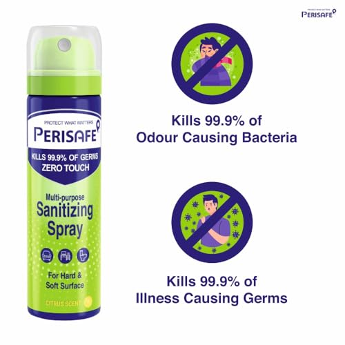 Image of PERISAFE Zero Touch Multipurpose Sanitizing Spray 50 ml For Hard & Soft Surface | Pocket Size | Kills 99.9% of Germs And Bacteria | Pack of 3