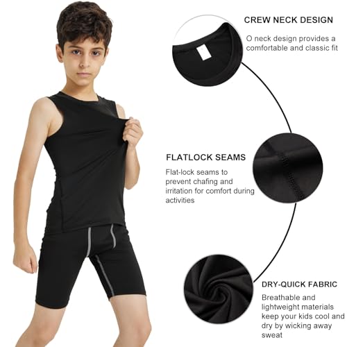Boys Compression Tank Tops Athletic Sleeveless Shirt Youth Quick Dry Undershirt Workout Baselayer Football T Shirts4