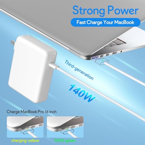 Image of 140W Mac Book Pro Charger, Mag 3 PD 3.1 Cable for Mac Pro 14-16inch 2021 2023 2024 2025 2026 M1 M2 M3 M4 M5, Mac Air 13-15inch 2022 2023 2024 2025 2026 M2 M3 M4 M5, Include 6.6ft Cable