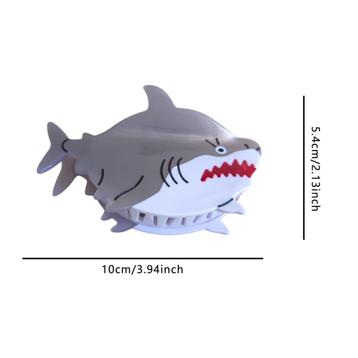 Funny Great White Shark Hair Clip,Acetate Claw Clips,Cute Hair Claw Clips for Women,Grey - Image 2
