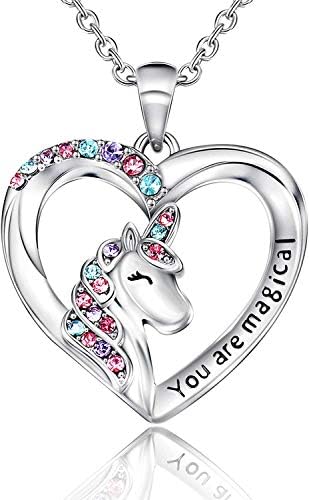 Lanqueen Unicorn Necklace or Hypoallergenic Earrings for Girls Lovely Gifts for Daughter Granddaughter Girls Birthday Party