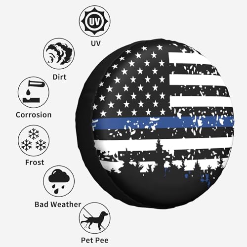 Image of Vintage American Flag Spare Tire Cover Wheel Protectors Tyre Covers Weatherproof Wheel Covers Universal Fit for Trailer Rv SUV Truck Camper Travel Trailers 17 inch