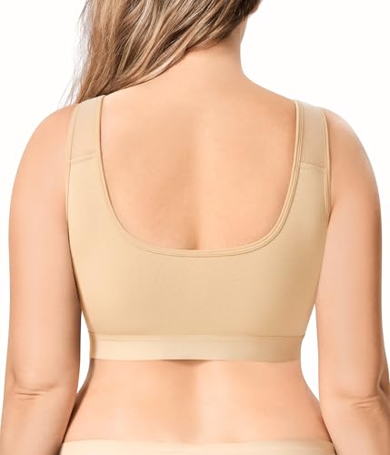 Image of BRABIC Wireless Zip Front Closure Bras for Women No Underwire Full Coverage Comfort Everyday Post Surgery Compression Bra