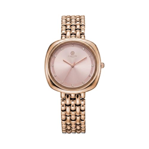 Image of Carlton London Women Celeste Analog Watch, Square Dial, Stainless Steel Strap, Quartz Movement, 30M Water Resistant, Casual Wear