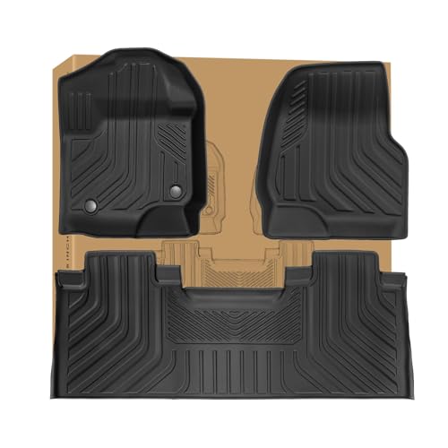 Image of WEIZE Floor Mats Compatible with F250 /F350, All Weather Floor Liners for 2017-2024 2025 Ford F-250 /F-350 SuperCrew Cab Rear with Under Seat Fold Flat Storage,Set of 3