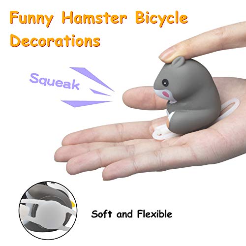 Image of wonuu Duck Bike Bell with Light and Helmet Cute Hamster Bicycle Horn, Dashboard Decoration Hamster Toy Motorcycle Bike Bells Rubber Duck Car Dashboard Decorations (Rainbow-Hamster)