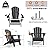 Patio Kingdom Folding Adirondack Chairs with Cup Holders, Set of 6 HDPE Plastic Outdoor Chairs, Weather Resistant, Real Wood Look, Heavy-Duty Patio Furniture for Deck, Fire Pit, Backyard, Black