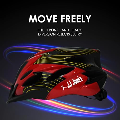 Image of Jonex Skate & Bicycle Helmet for Men & Women | EPS Impact-Absorbing Foam with PC Shell | Adjustable Head Size | Lightweight Ventilated Cycling Helmet | Red & Black