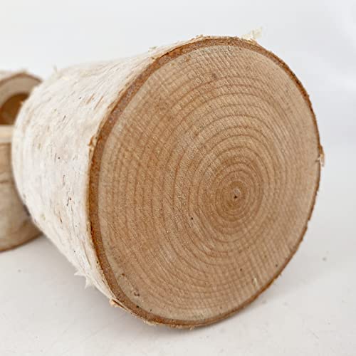 Rustic Wedding Birch Log Tealight Candle Holder Wood Table Decor Wooden Candle Holder Party Decoration (Pack Of 3(Assorted Height)) #TOP5