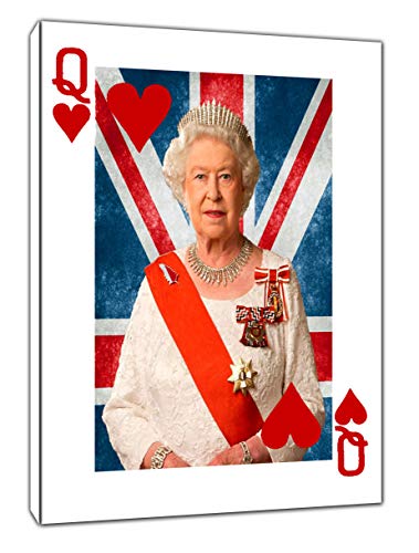 Image of YourHomeArt Queen Elizabeth Playing Card Picture Print On Framed Canvas Wall Art Home Decoration 12x 8inch(30x 20 cm) -18mm Depth