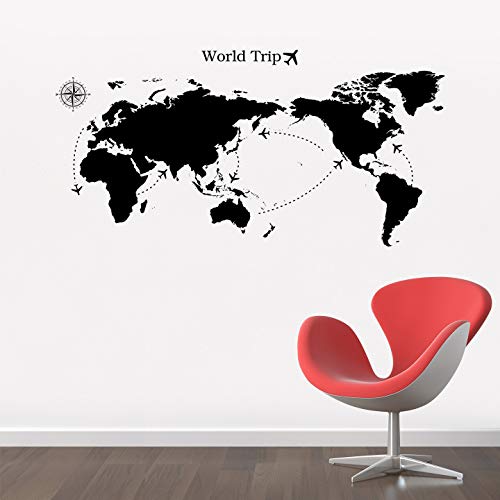 StickMe 'World Map Trip Travel Adventure - Office Wall Sticker' -SM543 (Multi Colour, Vinyl - 130cm X 70 cm)-Self-Adhesive