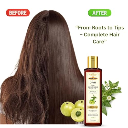 Image of Khadi Utkrisht Amla Bhringraj Hair Oil for Hair Growth & Hair Fall Control | Ayurvedic Herbal Oil for Strong, Thick & Healthy Hair | Suitable For All Hair Types- 200ML