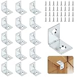 NUTKIT 16 Pcs Angle Brackets for Wood, Metal Small L Shaped Brackets for Wood with Screws, 90 Degree Galvanised Steel Corner Bracket for Fix &Repaire Furniture,Shelves,Windows,Cabinets (20x 20x15mm)