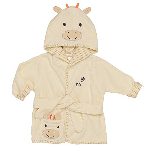Little Me Woven Terry Velour Hooded Baby Bathrobe (Giraffe, Beige, 0-9M)