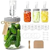 4-Pack Mason Jar Fermentation Kit(Jars Included) Four 32oz Fermentation Jars with Plastic Fermenting Lids, Airlocks, Silicone Rings & Grommets, and Glass Weights for Easy Fermenting & Storage