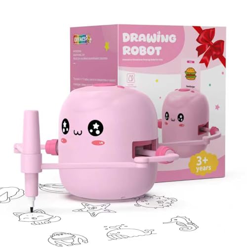 Drawing Robot for Kids, Interactive Educational Drawing Robot with Voice Interaction, Montessori Drawing Learning Toy with 150 Word Cards & 16 Color...