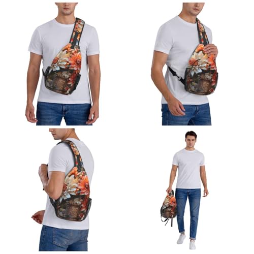 Morrales cruzados para mujer y hombre con flores naranjas miniatura 7