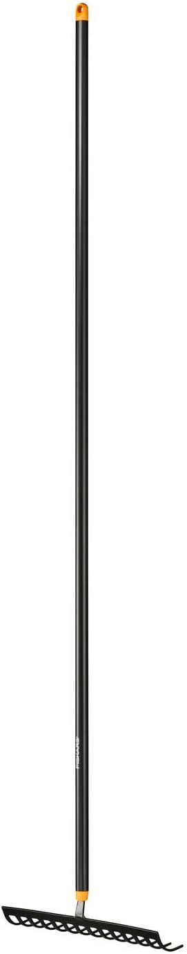 Fiskars 1016036 Curved Tooth Rake 14 Teeth Width 36 cm Hardened Carbon Steel Head / Aluminium Handle Black/Orange Solid