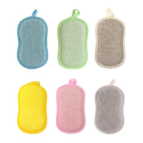 GGUFAY Paquete de 6 Esponjas de Limpieza de Cocina Coloridas,Esponjas Cocina Estropajos Esponjas de Limpieza,Doble Cara Esponja de Lavavajillas Reutilizable Resistente a Los Arañazos