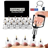 18PC Ventouse Hijama   Appareil de Massage pour Drainage Lymphatique, Anti Âge et Éclat de la Peau, Ventouses Anti Cellulite   Soulagement Musculaire & Détente, Ventouses à Pompe pour Jambes & Corps