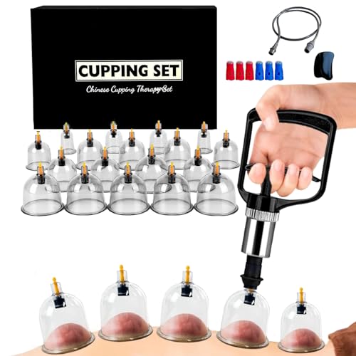 18PC Ventouse Hijama - Appareil de Massage pour Drainage Lymphatique, Anti-Âge et Éclat de la Peau, Ventouses Anti-Cellulite - Soulagement Musculaire & Détente, Ventouses à Pompe pour Jambes & Corps