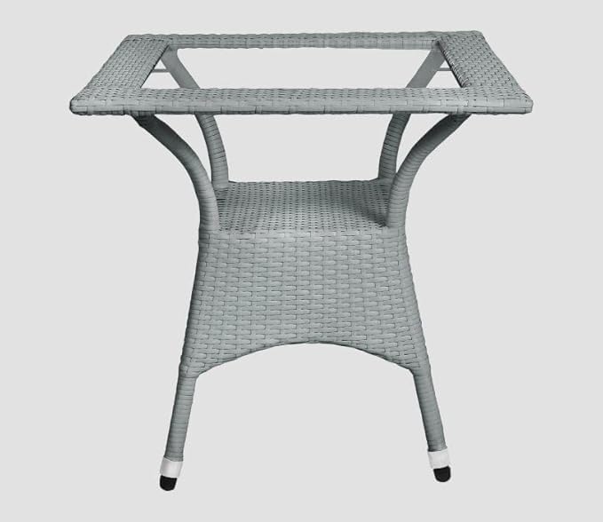 FLOOR DECOR Square Patio 1 Table Wicker Furniture for Garden Balcony Bedroom Powder Coated Frame Protected Wicker (24 * 24_Grey)-image-29