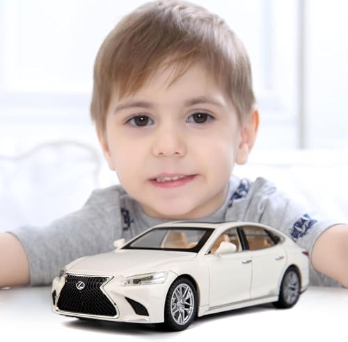 Image of 1 /32 Compatible for Lexus Ls500h Model Car, Zinc Alloy Pull Back Toy car with Sound and Light for Kids Boy Girl Gift (White)
