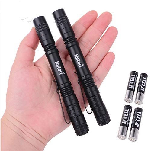 Flashlight Pack, Hatori Small Mini Flashlights Pocket Ultra Bright High Lumens Handheld Pen Light Tactical Torch Water Resistant for Camping, Outdoor, Emergency, Everyday Flashlights, 5.24 Inch