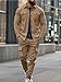 Men's Fleece Cargo Jacket Tracksuit Set 2 Pieces Solid Color Long Sleeve Button up Jacket and Cargo Pants Set Khaki