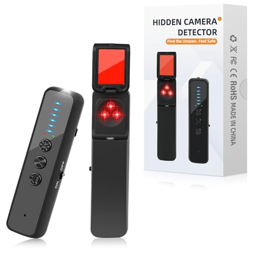 Hidden Camera Detector RF Bug Sweeper - Portable Anti Spy Detector with Sound & LED Alert for Hotel Office Home (Black)
