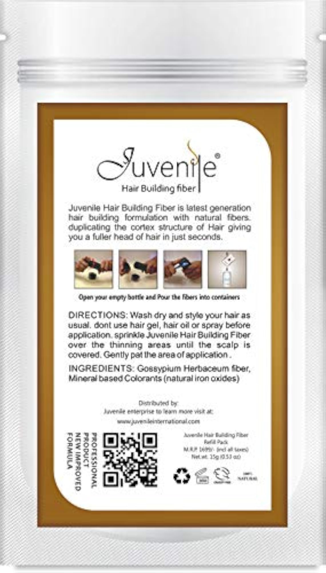 Hair Fiber Dark Brown Refill Pack, 15g