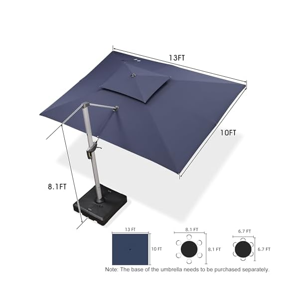 Purple leaf 10 x 13 patio umbrella outdoor rectangle umbrella large cantilever umbrella windproof offset umbrella heavy duty sun umbrella for garden deck pool patio navy blue  urban country home decor