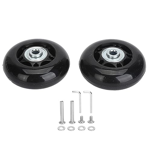 Luggage Suitcase Replacement Wheels, 2Pcs Luggage Suitcase Replacement Wheels Universal Rubber Swivel Caster Wheels Bearings Repair Kits with Installation Tool (64x24mm / 2.5x0.9in)