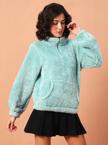 Image of THE DRY STATE Women's Fur Jacket With Wing Collar & Front Zip Open
