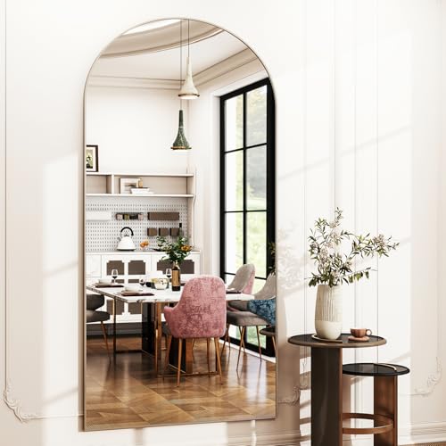 Modern Arched Full-Length Mirror, 30"x71" Arched Floor Mirror with Stand, Wall-Mounted Mirror for Bathroom, Dressing Room - Hanging or Leaning - Full Body Mirrors for Bedroom,Sliver