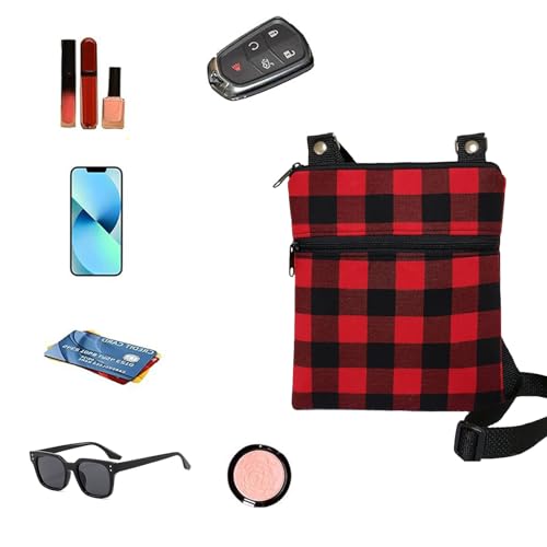 Auony Buffalo Plaid Crossbody Bag,Zipper Shoulder Purse Wristlet Phone Purse Bag3