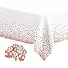 MOOXY Plastic Tablecloths for Rectangle Tables, 6 Pack Disposable Party Table Cloths, Rose Gold Dot Confetti Rectangular Table Covers with 30 Balloons for Parties Wedding Bridal Shower, 54" x 108"
