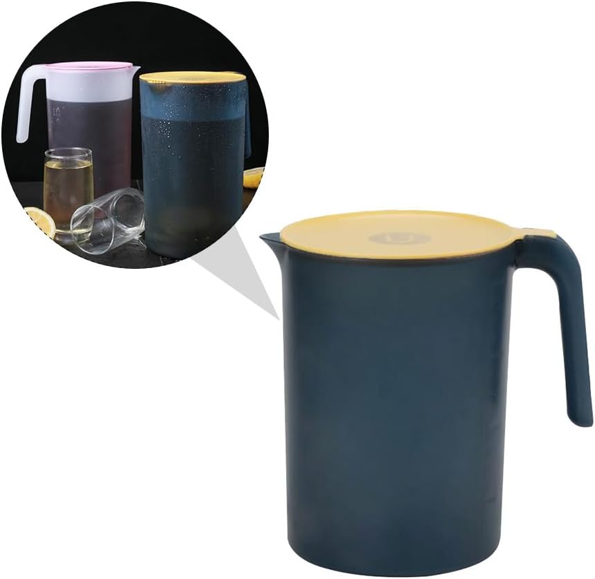 Plastic Water Pitcher with Lid Cold Water Kettle for Kitchen Dining Parties and Picnics Large Opening for Easy Refilling and Cleaning Handle for Easy Carrying 5.31 X 5.31 X 7.08 in