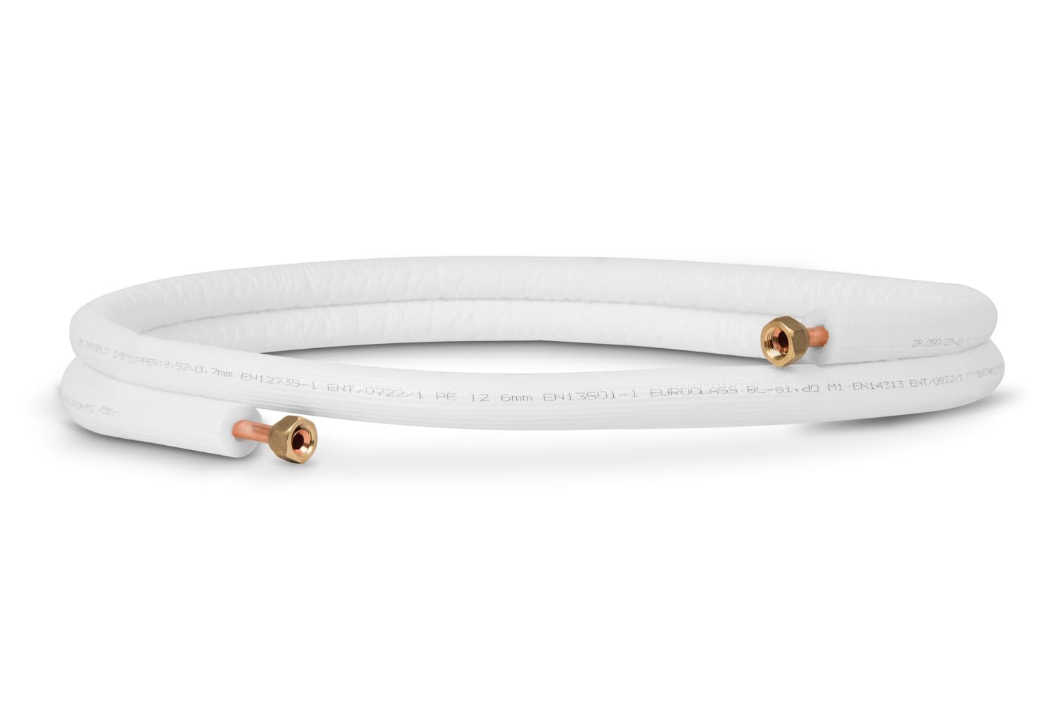 Kupferrohr-Kälterohr 1/4" + 3/8" / 3 m mit Überwurfmuttern, auf Länge geschnitten, ideal für 9000/12000 BTU Geräte, fachkundige Beratung durch die Installationsfirma für jeden Käufer