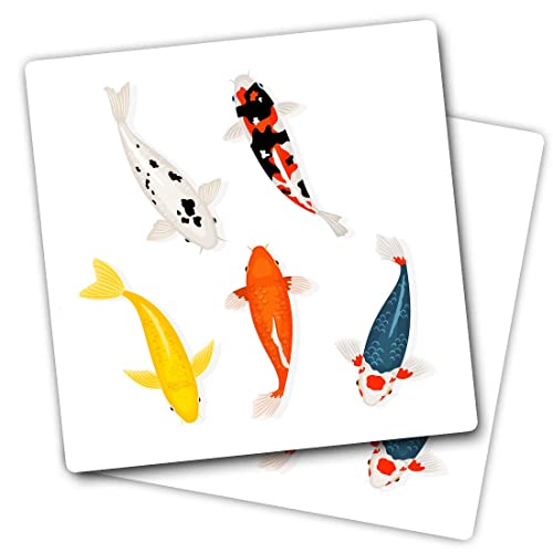 Vinyl-Aufkleber, quadratisch, 10 cm, Koi-Karpfenfisch, Japan, für Laptops, Tablets, Gepäck, Scrapbooking, Kühlschrank, #51294, 2 Stück
