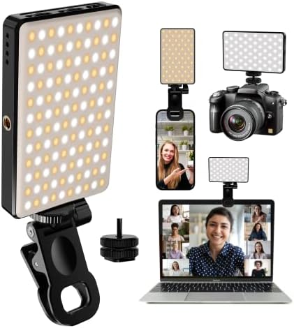 LED Selfie Light, VIOK Phone Fill Light with 120 LED & 3000mAh Rechargeable, Stepless Dimmable & CRI 95+, Portable Video Light with Cold Shoe Mount for Tiktok, Vlog, Video Conference, Photography