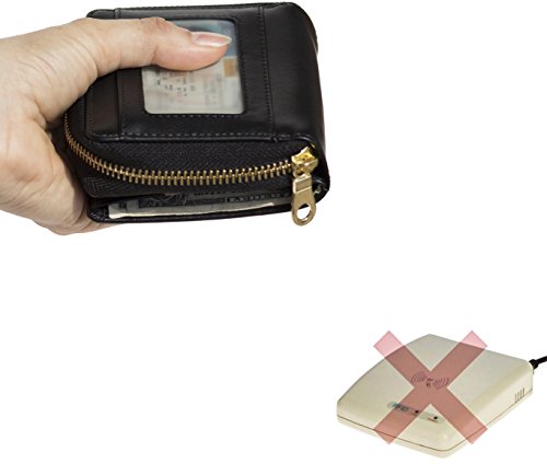 Women's Genuine Soft Leather Scan Proof Small Wallet Zip Coin Pocket in Black 7