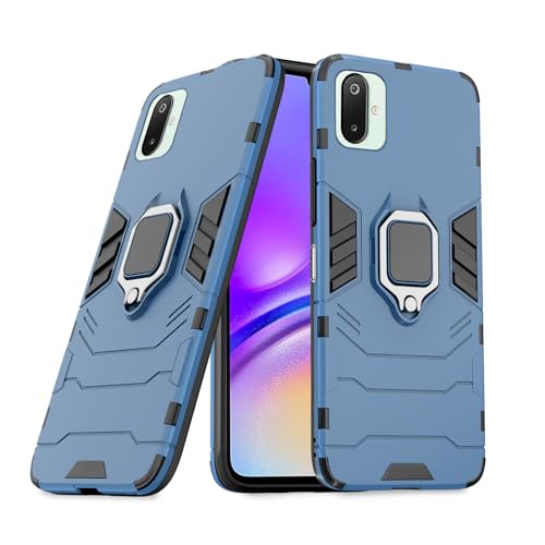 Image of Pikkme Back Cover for Samsung Galaxy F06 5G / M06 5G | D5 Tough Armor | 360 Protection Case | Ring Holder Stand Bumper Case (Blue)
