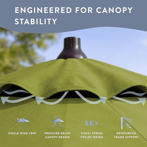 Image of California Umbrella 8-Year Protection 9 Ft Outdoor Patio Umbrella, Solstice Fade-Resistant Fabric, Auto-Tilt, Heavy Duty Aluminum Frame, 8 Reinforced Ribs for Pool or Deck, Bronze Pole